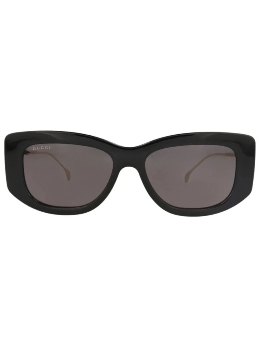 New Gucci Women's Sunglasses Square Rectangle Injection Frame Black Gold Grey